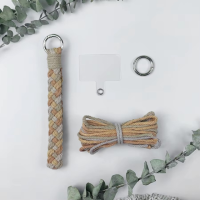 Набор макраме для вязания и плетения брелока «Косичка» для ключей светло-серый, серый, бежевый, коричневый