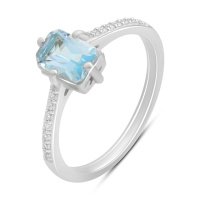 Серебряное кольцо CatalogSilver с натуральным топазом 1.402ct, фианитами, вес изделия 2,28 гр (2194477) 17.5 размер