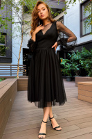 Коктейльна Сукня Сітка Мушка 23044 Чорна