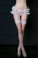 Ніжний еротичний комплект з поясом для панчіх JSY 3684, Білий, S, M, S/M