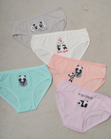 Подростковые трусики на девочку - микс с пандами  р.  10-11, 12-13, 14-15   5 шт.