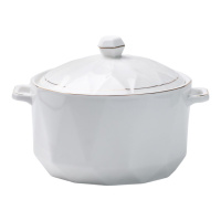 Супница фарфоровая с крышкой и ручками 2,2 л Белая HP1051