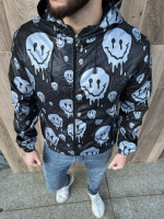 Весняна чорно-сіра вітрівка з капюшоном | 43-7/457