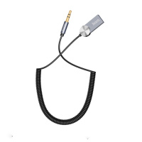 AUX кабель Hoco DUP02 Bluetooth to Jack 3.5 пружинный автомобильного аудиоресивера черный