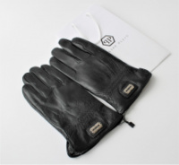 Мужские кожаные перчатки Philipp Plein махра black