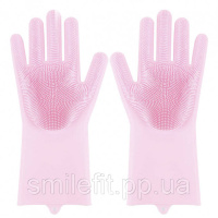 Силіконові рукавички Magic Silicone Gloves Pink для прибирання чистки миття посуду для будинку. Колір рожевий