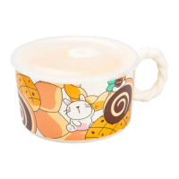 Фарфоровая бульонница 800 мл с пластиковой крышкой Кролик супница миска для лапши HP7215R