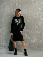 Тепла сукня з принтом «Romance» оптом | Норма і батал Чорний, 50-52