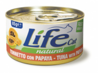 Консерва для кошек класса холистик LifeCat tuna with papaya 85g, ЛайфКет 85гр Тунец с папаей