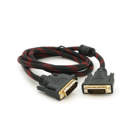 Кабель Merlion Dvi-Dvi 1.5m, 2 ферита, оплетка, Black/Red, 24/24pin, (Пакет) Q200