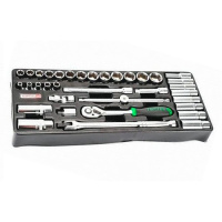 Набор инструмента головки с трещоткой 3/8« 35ед. (в ложементе, тип В) TOPTUL GTB3503