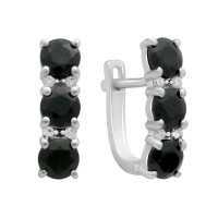 Серебряные серьги CatalogSilver с натуральным сапфиром 4.073ct, фианитами (2177739)