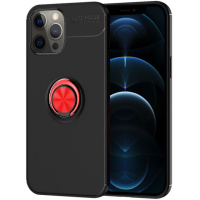 TPU чохол Deen ColorRing під Магнітний тримач (opp) для Apple iPhone 12 Pro Max (6.7«») (Чорний / червоний) - купити в SmartEra.ua