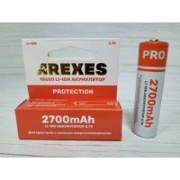 Аккумулятор Arexes 18650 Li-Ion 2700 mAh, 3.7v с защитой Красный