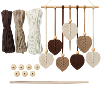 Набор макраме для ручного вязания гобелена настенного декора «Листья» 37х30см,для рукоделия коричнево-бежевый