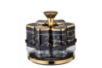 Органайзер карусель для спецій на підставці (BSJ2509-1) (6 банок) BLACK-GOLD