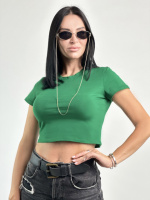 Облягаюча укорочена футболка «Kim» оптом | Розпродаж моделі Зелений, 46-48