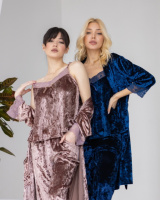 Комплект-трійка з халатом – мармуровий велюр. S, M, L, XL