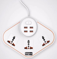 Хаб/СЗУ/подовжувач 3 розетки/4USB RECTANGLE BKL-07 (2 м)