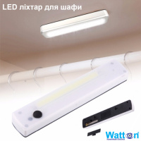 Светодиодная Led лампа, настенный фонарик COB WATTON WT-063 на батарейках, световая панель навесная