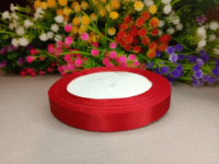 Атласная лента/ 1,2 см/ 23 метра/ красный