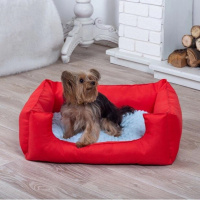 Лежанка для кота и собаки Комфорт (размер 60*45) Цвет красный / голубой