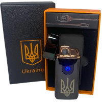 Электрическая и газовая зажигалка Украина с USB-зарядкой HL-431, ветрозащитная зажигалка. Цвет: черный