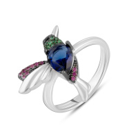 Серебряное кольцо CatalogSilver с фианитами, вес изделия 3,39 гр (2129943) 16.5 размер
