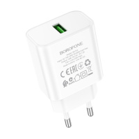 Сетевое зарядное устройство Borofone BA72A USB QC 18W белое