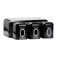 Хлебница черная с банками для хранения сыпучих продуктов, набор из 4 штук, 1 литр HP33533B