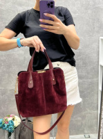 Бордо — вмістка сумка з натуральної замші на 3 відділення - офіс, інститут, школа (1036-4)