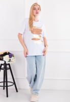 Жіноча біла футболка оверсайз з принтом