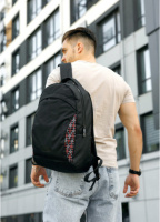 Чоловічий рюкзак чорний тканевий принт