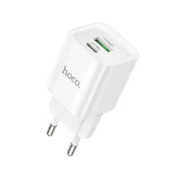 Мережевий зарядний пристрій Hoco C147A Type-C PD20W+QC3.0 + cable Type-C White