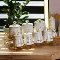 Набір для спецій Golden Branch 7 предметів 550/250 мл, білий