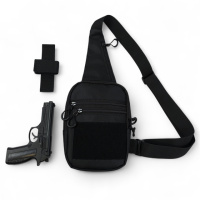 Тактическая мужская сумка с кобурой Cordura 1000D – 6 карманов, черный