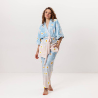 Комплект женский из плюшевого велюра штаны и халат Ромашка 3434_L 16021 L