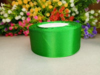 Атласная лента 4 см. Длина рулона 23 м. Цвет зелёный
