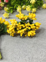 Тычинки «незабудка» на проволоке с листиками. Цена за букетик. Цвет - жёлтый