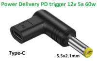 Переходник для роутера 12v (2.5a, 30w) 5.5x2.1mm з USB Type-C (Female) Power Delivery PD тригер (A class) 1