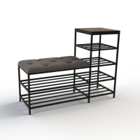 Банкетка для обуви Барселона-1 100см велюр серый/риголетто темный 7-1-9005