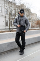 Комплект чоловічий: куртка MOTION Nike сіра + штани «President» чорні. Барсетка у подарунок! (1264536263)