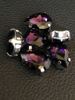 Страз (стекло)  в металлической оправе. Размер - 10×14 мм. Цвет - аметистовый