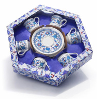 ✔️SALE! Подарунковий турецький сервіз Turcoffee кераміка (синій орнамент)