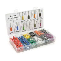 Набор клемм/наконечников 1200шт VE1508 (R-200, B-200, Y-100, Bl-100, O-100, P-100, G-100, W-100, Gr-100, V-100) в боксе