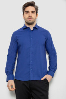 Сорочка чоловіча однотонна з принтом, колір електрик, 186R6918-1