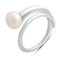 Серебряное кольцо CatalogSilver с натуральным жемчугом, вес изделия 5,17 гр (2185024) 17.5 размер