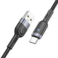 Кабель Hoco U117 с индикатором USB to Type-C 1.2m black