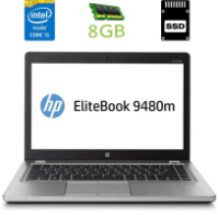 Ультрабук Б-класс HP EliteBook Folio 9480m / 14« (1366x768) TN / Intel Core i5-4210U (2 (4) ядра по 1.7 - 2.7 GHz) / 8 GB DDR3 / 120 GB SSD / Intel