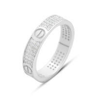 Серебряное кольцо CatalogSilver с фианитами, вес изделия 3,21 гр (2142973) 17.5 размер